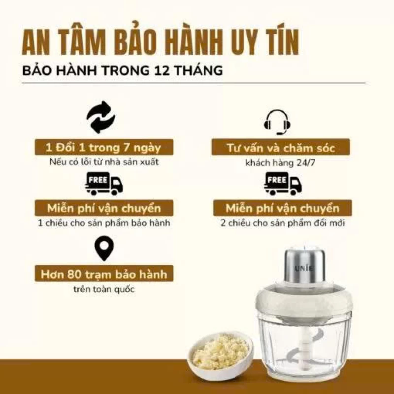 Máy xay thịt UNIE UM366 dung tích 2,5L, 2 cối xay thủy tinh, đánh ruốc, bóc tỏi tiện lợi - Ảnh 12