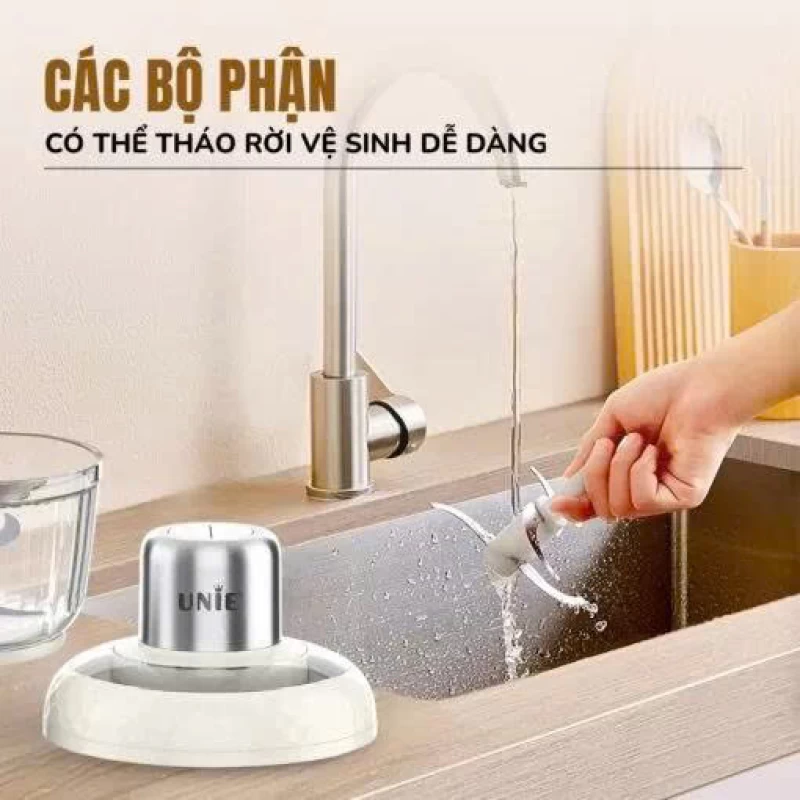 Máy xay thịt UNIE UM366 dung tích 2,5L, 2 cối xay thủy tinh, đánh ruốc, bóc tỏi tiện lợi - Ảnh 10