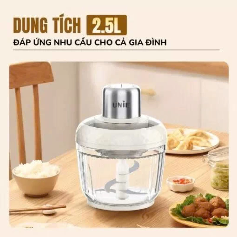 Máy xay thịt UNIE UM366 dung tích 2,5L, 2 cối xay thủy tinh, đánh ruốc, bóc tỏi tiện lợi - Ảnh 11