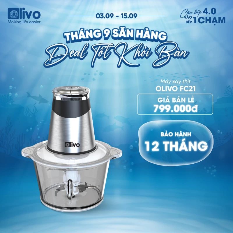 Máy Xay Thực Phẩm Đa Năng OLIVO FC21 - Dung Tích 2.1L - Công Suất 500W - Ảnh 21