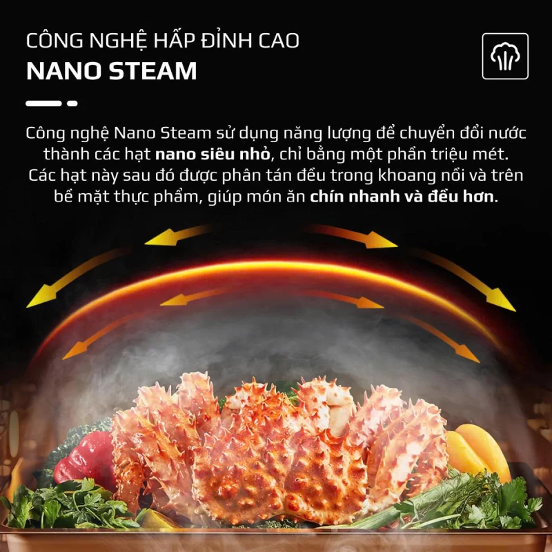 Nồi Chiên Hấp Đa Năng OLIVO SF20 PRO - Dung tích vượt trội 20L, Ứng dụng công nghệ hiện đại bậc nhất - Hấp Nano Steam/Chiên Eco Fry, 70 Chế Độ Cài Sẵn,Vệ Sinh Dễ Dàng - Ảnh 7