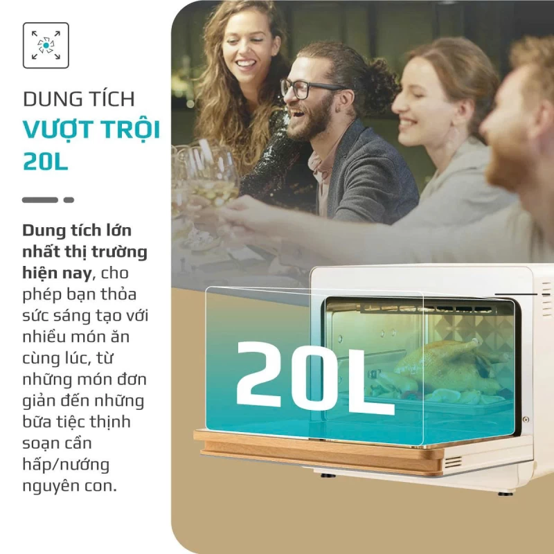 Nồi Chiên Hấp Đa Năng OLIVO SF20 PRO - Dung tích vượt trội 20L, Ứng dụng công nghệ hiện đại bậc nhất - Hấp Nano Steam/Chiên Eco Fry, 70 Chế Độ Cài Sẵn,Vệ Sinh Dễ Dàng - Ảnh 5