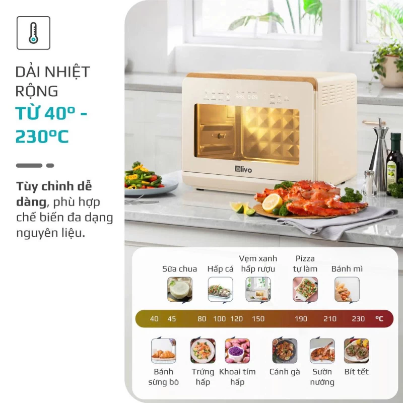 Nồi Chiên Hấp Đa Năng OLIVO SF20 PRO - Dung tích vượt trội 20L, Ứng dụng công nghệ hiện đại bậc nhất - Hấp Nano Steam/Chiên Eco Fry, 70 Chế Độ Cài Sẵn,Vệ Sinh Dễ Dàng - Ảnh 30