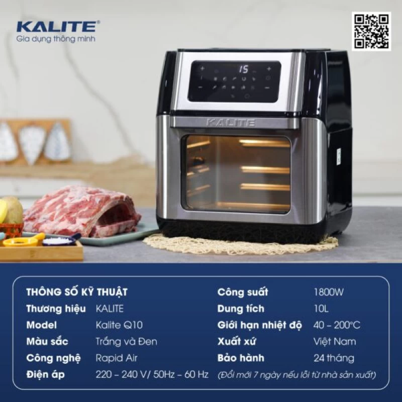 Nồi chiên không dầu KALITE Q10 10 lít, trục xiên quay, nhiều phụ kiện - Ảnh 8