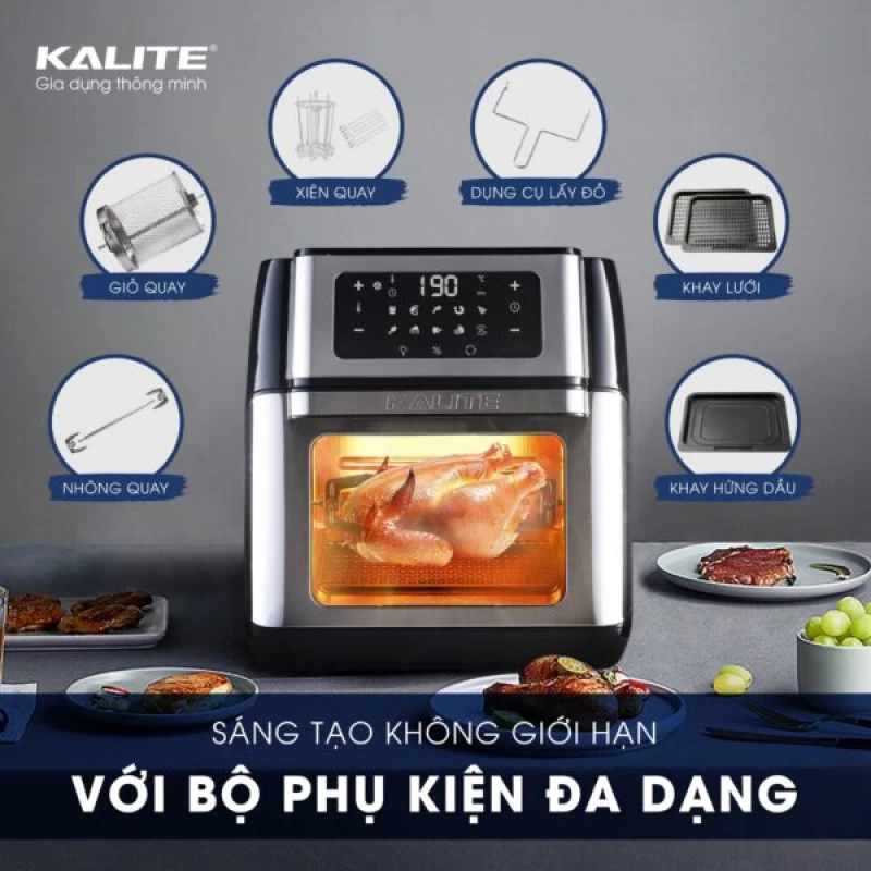 Nồi chiên không dầu KALITE Q10 10 lít, trục xiên quay, nhiều phụ kiện - Ảnh 6