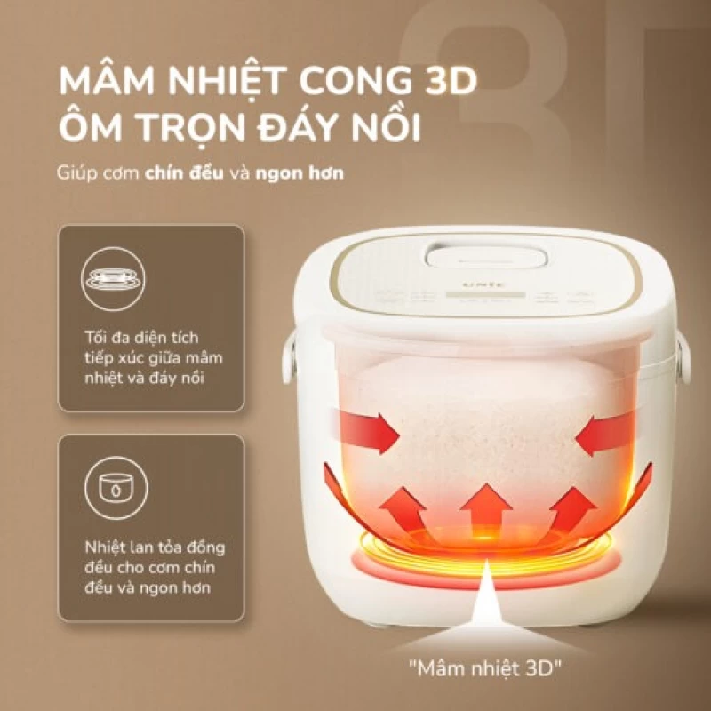 Nồi cơm điện lòng gốm cao cấp UNIE URC818, chống dính tự nhiên, dung tích 1,8L - Ảnh 9