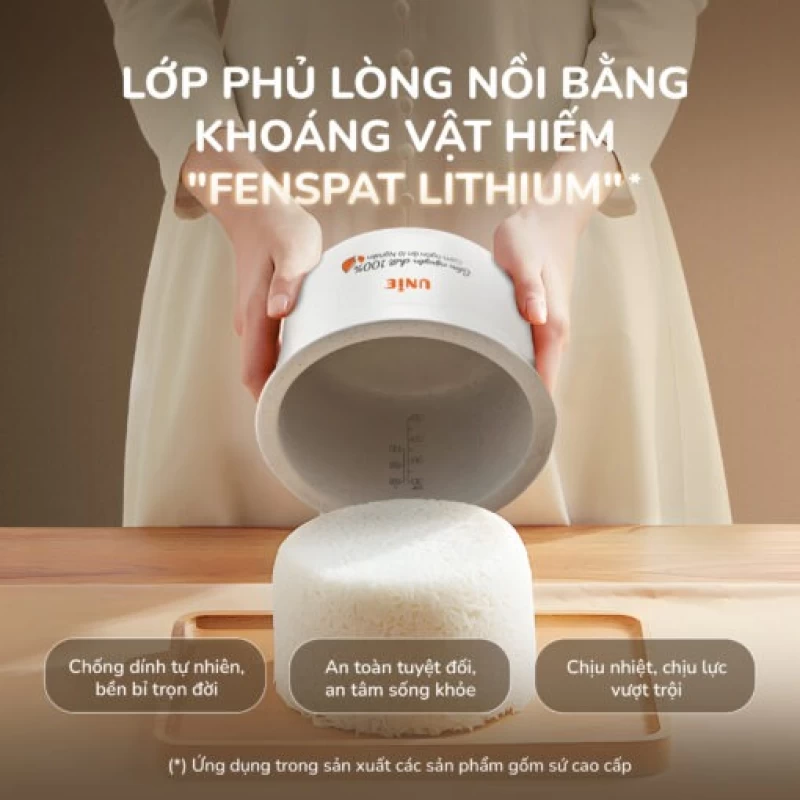 Nồi cơm điện lòng gốm cao cấp UNIE URC818, chống dính tự nhiên, dung tích 1,8L - Ảnh 12