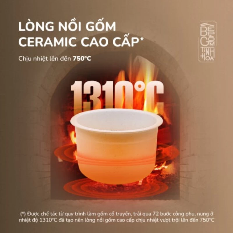 Nồi cơm điện lòng gốm cao cấp UNIE URC818, chống dính tự nhiên, dung tích 1,8L - Ảnh 13