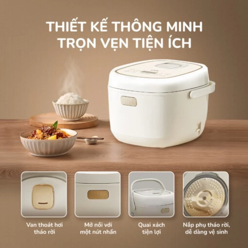 Nồi cơm điện lòng gốm cao cấp UNIE URC818, chống dính tự nhiên, dung tích 1,8L - Ảnh 7