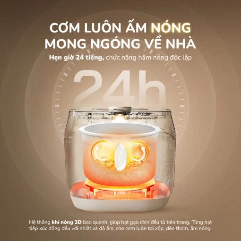 Nồi cơm điện lòng gốm cao cấp UNIE URC818, chống dính tự nhiên, dung tích 1,8L - Ảnh 11