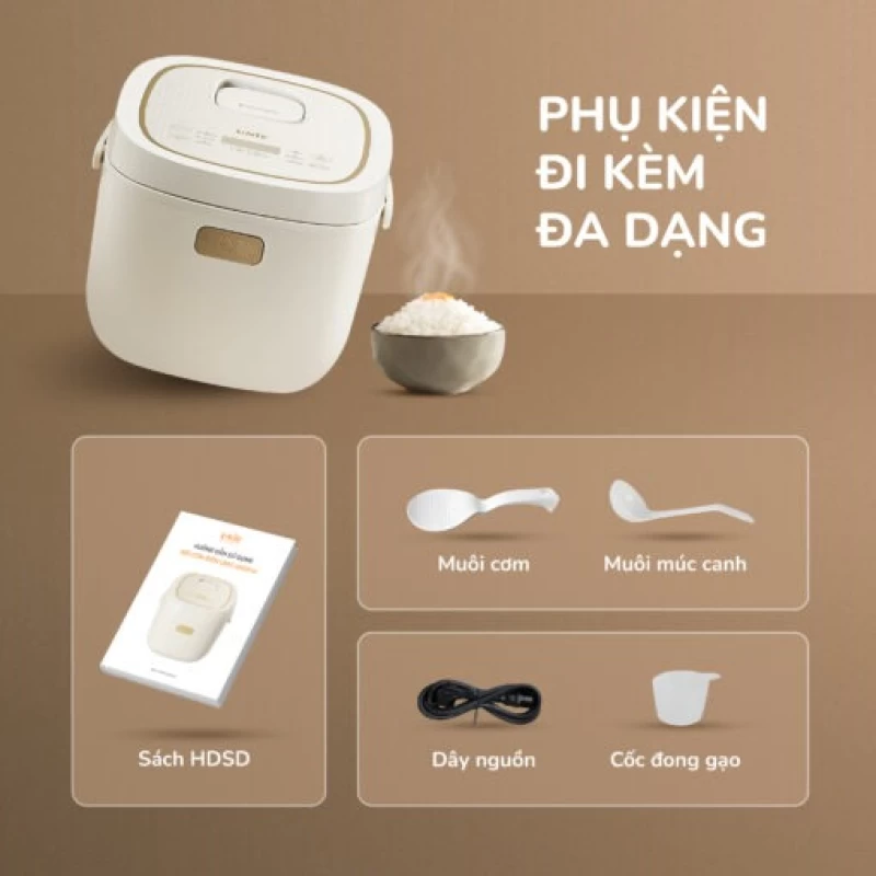 Nồi cơm điện lòng gốm cao cấp UNIE URC818, chống dính tự nhiên, dung tích 1,8L - Ảnh 5