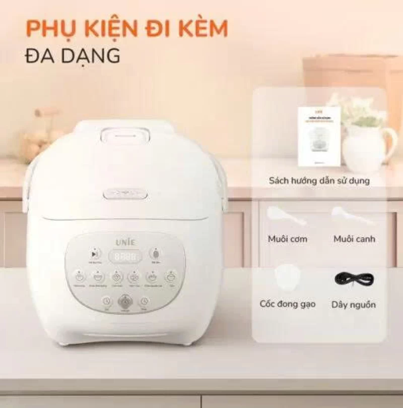 Nồi cơm điện lòng gốm tự nhiên UNIE URC815 nấu cơm cháy giòn tan, dung tích 1,5L, hẹn giờ nấu 24 tiếng - Thumbnail 9