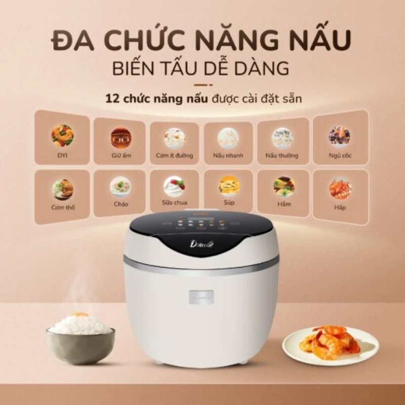 Nồi cơm điện tử UNIE URC612 , nấu cơm giảm đường, lòng nồi inox, dung tích 1,2L - Thumbnail 16