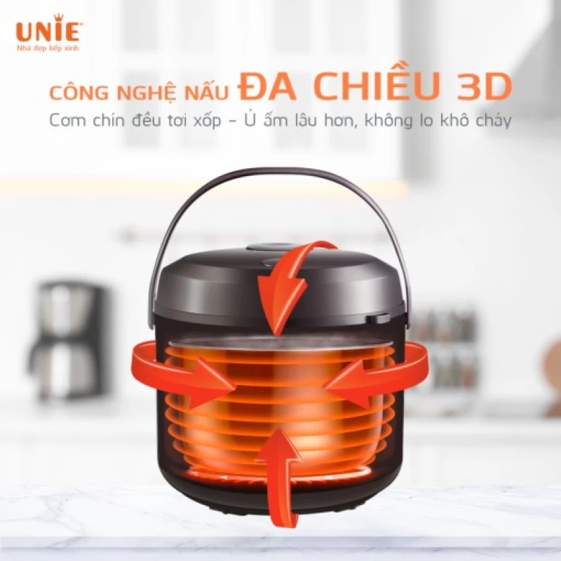 Nồi cơm điện UNIE UE-626 dung tích 1.8L, công suất 700W, lòng nồi chống dính 5 lớp - Ảnh 5