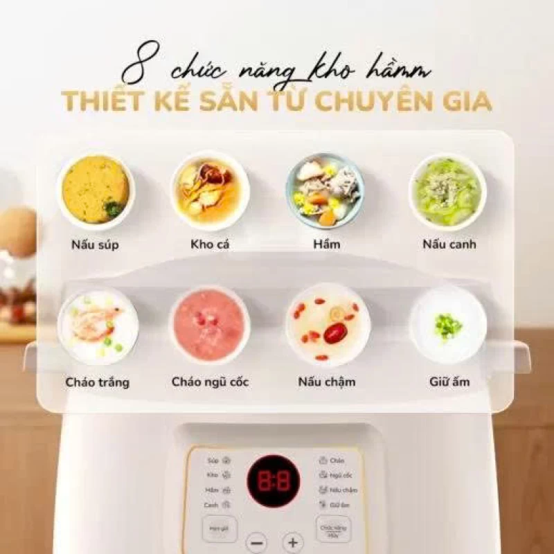 Nồi kho hầm đa năng UNIE USC308 dung tích 3L, lòng nồi gốm tử sa, 8 chức năng kho hầm - Ảnh 3
