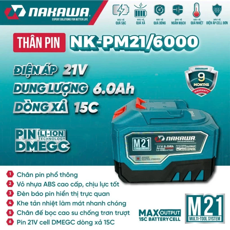 Pin 21V 6.0Ah NAKAWA NK-PM21/6000 - Ảnh 3