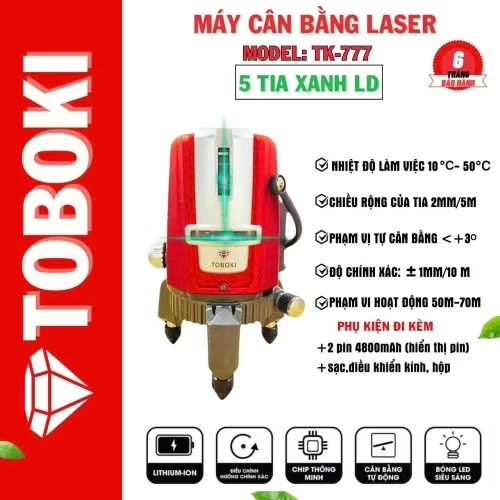 Máy Cân Bằng Laser Toboki TK-777 5 Tia Xanh LD