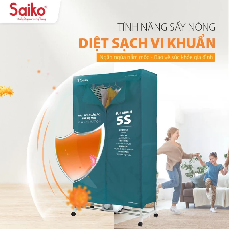 Tủ sấy quần áo Saiko CD-2300 50KG - 2300W - Ảnh 2